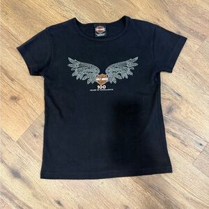 Y2K Harley-Davidson Winged Rhinestone Tee